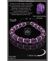 Sertifikalı Ham İşlenmemiş Hematit -  Mor Ametist Taşı Bileklik