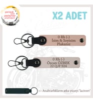 Hız Severlere Özel, İsim Plaka ve 0 Rh (-) Kan Grubu Yazılı x2 Anahtarlık Set, Yavruağzı-Pudra-Laci