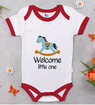 BK Kids Welcome Little One Tasarımlı Kırmızı Bebek Body Zıbın-1