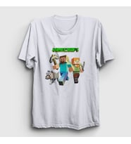 Presmono Unisex Beyaz Miners Minecraft T-Shirt 29412tt (Beyaz)