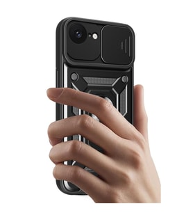 İphone 16e Kılıf Pars Lens Yüzüklü Silikon - Siyah