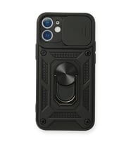 Apple İphone 11 Kılıf Pars Lens Yüzüklü Silikon - Siyah