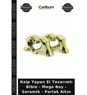 Özel Üretim Dekoratif Modern Gold Kalp Yapan El Tasarımlı Biblo - Mega Boy - Seramik - Parlak Altın