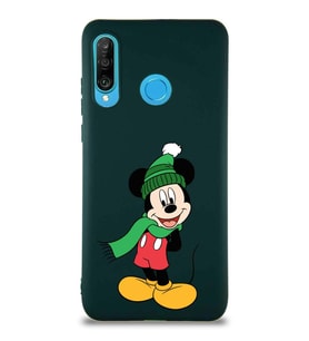 Huawei P30 Lite Soft Premier Kapak Mickey Mouse-G Tasarımlı Silikon Kılıf - Yeşil (Şeffaf)