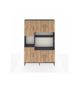 Arges Dolap 9 Raflı 6 Kapaklı 132x30x195 Antrasit-Çam/Antrasit