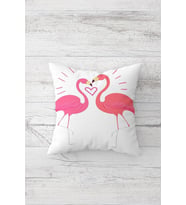 Kalpli Flamingo Desenli Çift Tarafı Baskılı Gizli Fermuarlı Yastık Kılıfı Kırlent Yastık Kılıfı (Pembe)