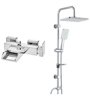ECA Natura Banyo Bataryası+T-MAY Banyo Çınar Dikdörtgen Tepe Duş Takımı Seti Pas (Krom)