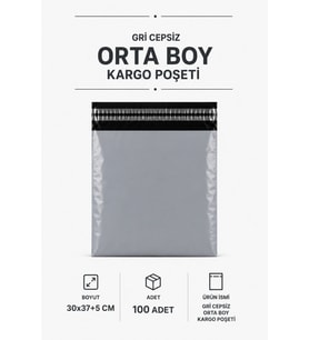 Northcity Gri Cepsiz Kargo Poşeti 30x37+5 Cm – 100 Adet Dayanıklı Paketleme Poşeti