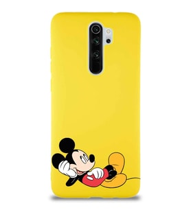 Xiaomi Redmi Note 8 Pro Soft Premier Kapak Mickey Mouse-F Tasarımlı Silikon Kılıf - Sarı (Şeffaf)