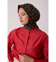 Geometrik Desen %100 Twill İpek Eşarp BE07