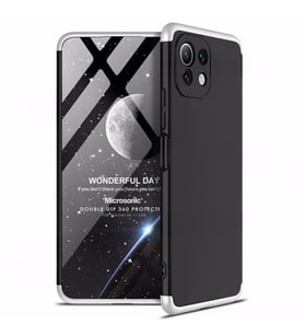 Microsonic Xiaomi Mi 11 Lite Kılıf Double Dip 360 Protective Siyah Gri