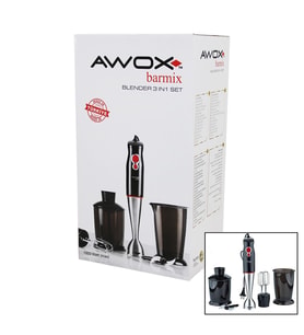 AWOX BARMİX  3İN1  BLENDER SETİ  ÇELİK 2Lİ MİKSER   ÇELİK RONDO BIÇAK   ÇELİK 4 KANATLI BIÇAK   1000W