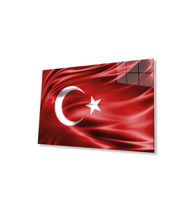 Kırmızı Dalgalı Türk Bayrağı Cam Tablo Red Wavy Turkish Flag Glass Painting (Çok Renkli)