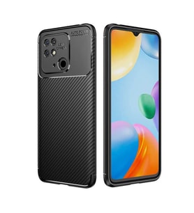 Coverzone Xiaomi Redmi 10C ?le Uyumlu K?l?f Karbon Tasar?m, Parmak ?zi Yapmayan �zellik Ultra Slimfit Yap? Del�x Tpu Silikon DLX Xiaomi Redmi 10C ?le Uyumlu K?l?f Siyah