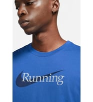 Nike Dri Fit Running Tee Blue Erkek Baskılı Tişört Mavi