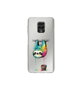 Redmi Note 9s ile Uyumlu Splash Tembel Hayvan Tasarımlı Şeffaf Silikon Kılıf