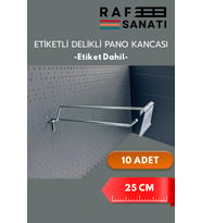 Etiketli Delikli Pano Kancası 25 CM  10 ADET  Tel Askı Kancası  Delikli Panel Raf Askısı  Fon Kancası Etiketli