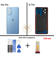 One Plus Vida Seti + Yapıştırıcı One Plus 9 Mavi Yapıştırıcı B-7000 Yapıştırıcı Vida Seti Arka Kapak Arka Cam Batarya Kapağı Lazer Kesim Kapak Pil Kapağı Back Cover