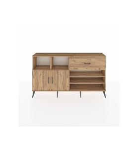Arges Konsol 6 Raflı Tek Çekmeceli 2 Kapaklı 176x30x99 Çam-Çam