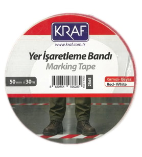 KRAF 2565 YER İŞARETLEME BANDI 50mm X 30m KIRMIZI-BEYAZ  TEKLİ