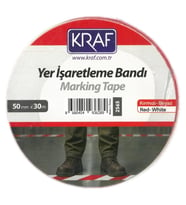 KRAF 2565 YER İŞARETLEME BANDI 50mm X 30m KIRMIZI-BEYAZ  TEKLİ