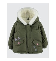 Civil Baby Kız Bebek Kapüşonlu Mont 6-18 Ay Haki (Haki)
