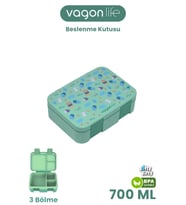 700 ML Tek Kat Sızdırmaz,Karışmaz Üç Bölmeli Çocuk Beslenme Kutusu -FFB096-700 (Yeşil)