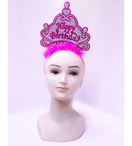 Happy Birthday Neon Pembe Renk Doğum Günü Tacı 24x15 cm