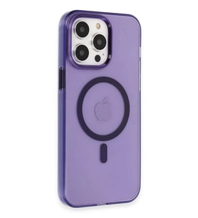 iPhone 14 Pro Max Kılıf Tron Şeffaf Magsafe Kapak - Derin Mor