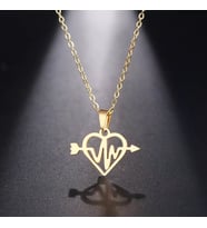 Kişiye Özel 925 Ayar Gümüş Kalp ve Kalp Atışı Kolye (Gold)