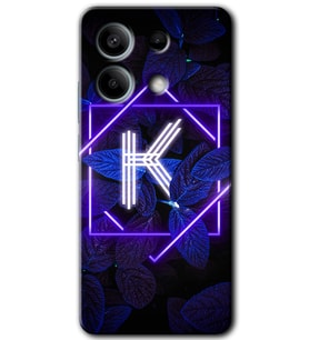 Xiaomi Redmi Note 13 Pro 5G Kılıf HD Desen Baskılı Kılıf - Dark Neon Yaprak K Harfi