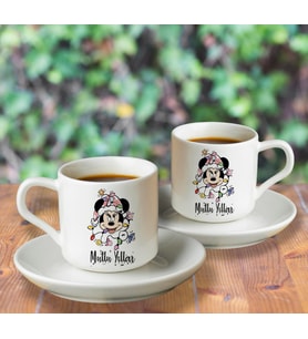 Minnie Mouse & Yılbaşı & Mutlu Yıllar Tasarımlı Türk Kahvesi Fincanı Seti İkili
