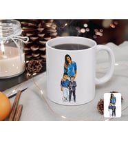 BK Gift Kişiye Özel Tam Boy Anne ve Oğullar Karikatürlü Beyaz Kupa Bardak-1