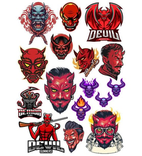 Şeytan Devil Sticker Set-5 16 Parça Telefon, Tablet, Defter, Laptop Sticker