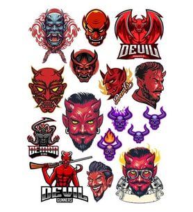 Şeytan Devil Sticker Set-5 16 Parça Telefon, Tablet, Defter, Laptop Sticker