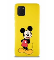 Samsung Galaxy Note 10 Lite Soft Premier Kapak Mickey Mouse-B Tasarımlı Silikon Kılıf - Sarı (Şeffaf)