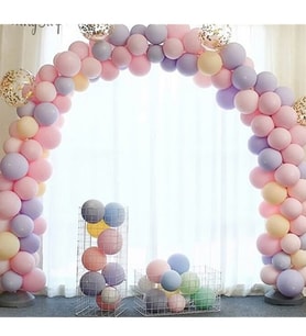 Makaron Balonlu Doğum Günü Kombini Balon Zinciri Seti Şeffaf Balonlu-