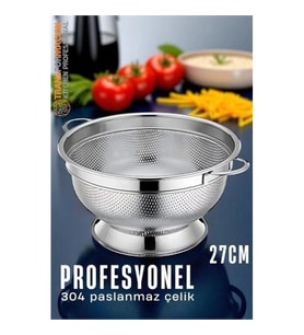 CEYLAN ADAM  Ayaklı Kevgir - 304 Paslanmaz Çelik Profesyonel Ayaklı Süzgeç 27 Cm