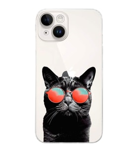 PrintiFy iPhone 14 ile Uyumlu Kedi 3 Kamera Korumalı Şeffaf Kılıf