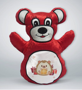 BK Gift Sevimli Kirpi Tasarımlı Kırmızı Ayıcık Yastık-5