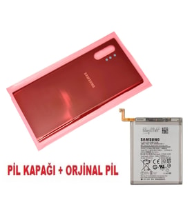 Samsung Galaxy NOTE 10 PLUS Arka Pil Batarya Kapağı + PİL (CAM) KIRMIZI