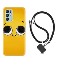 Oppo Reno 6 Kılıf Resimli Boyun Askılı İpli Desenli Silikon Series Yellow 1831