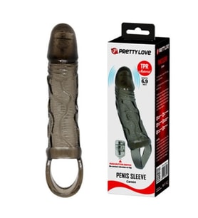 Titreşimli Penis Kılıfı 3cm Dolgulu Uzatmalı Prezervatif Vibratör