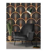 Dreamwall Yaprak Desenli Silinebilir Sağlıklı Tekstil Duvar Kağıdı (Siyah)