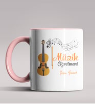 Kişiye Özel Müzik Öğretmeni Tasarımlı Pembe Renk Kupa Bardak 7 (Pembe)