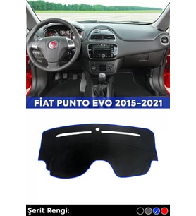 Fiat Punto Evo 2015-2021 3d Torpido Koruma Kılıfı - Ön Göğüs Kaplama - Mavi Şerit