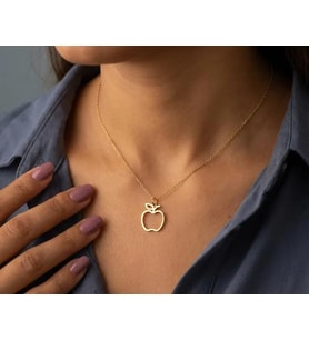 Minimalist Elma Model Kolye 925K Gümüş (Gold)