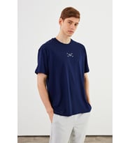 Leo Erkek Oversize Tshirt %100 Pamuk Bisiklet Yaka Baskı Detaylı Basic Tişört MTLCE85