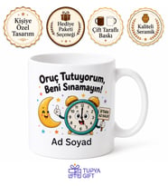 İsme Özel Oruç Tutuyorum Yazılı Komik Kupa Bardak Ramazan Hediye