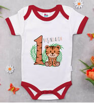 BK Kids 1 Yaşındayım Tasarımlı Kırmızı Bebek Body Zıbın-2